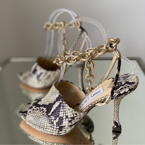 New Jimmy Choo Off-White Snake Sae 90 Sandals 39 $895 - Picture 9 of 13